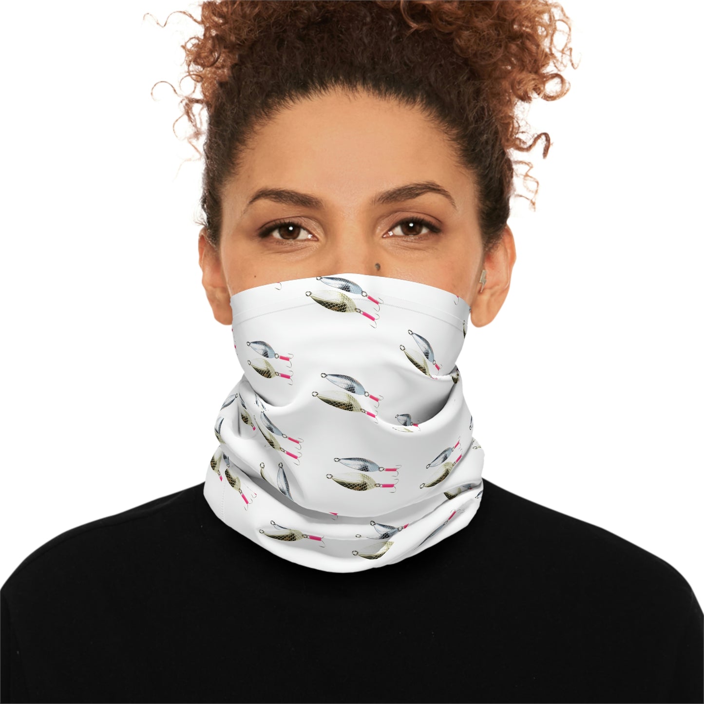 Summer Weather  - Fishing Lure - Spoons- Pattern - Fishing / Boating Lightweight Neck Gaiter - White