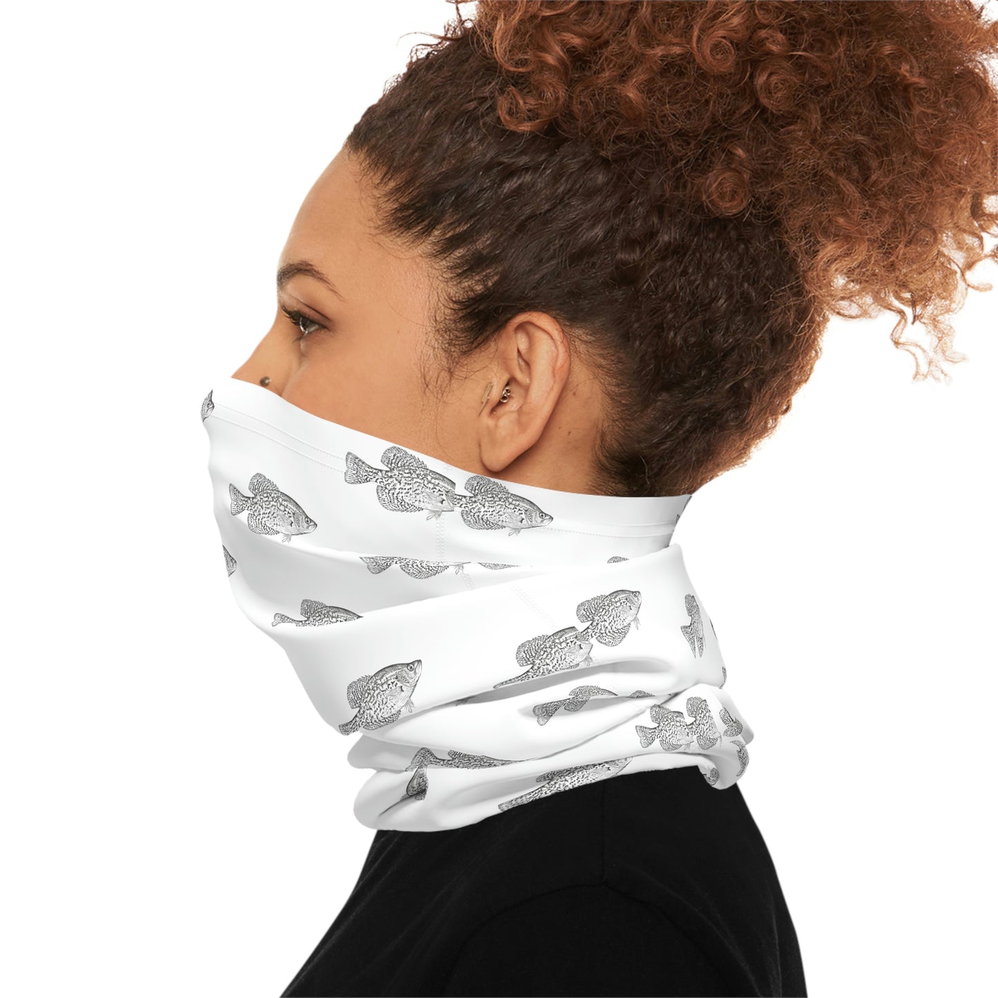 Summer Weather  - Crappie - Pattern - Fishing / Boating Lightweight Neck Gaiter - White