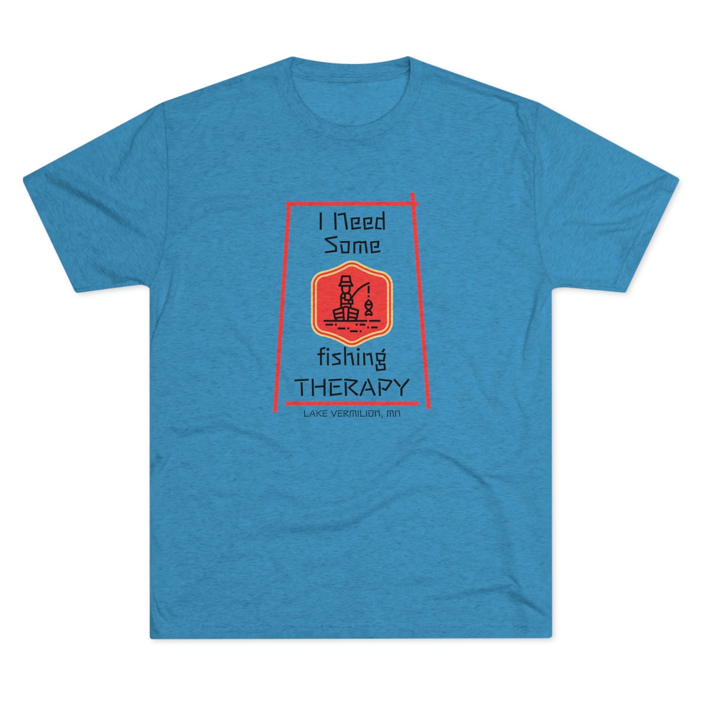 Fishing Therapy - Red Accents - Lake Vermilion - Unisex Tri-Blend Crew Tee
