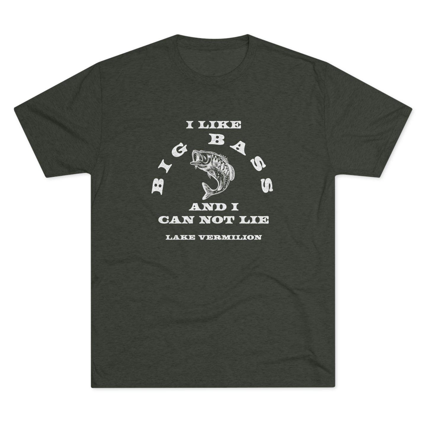 Big Bass - Lake Vermilion - White Graphic - Unisex Tri-Blend Crew Tee