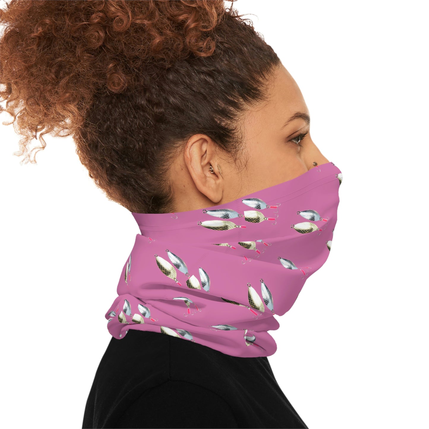 Summer Weather  - Fishing Lure - Spoons- Pattern - Fishing / Boating Lightweight Neck Gaiter - Pink