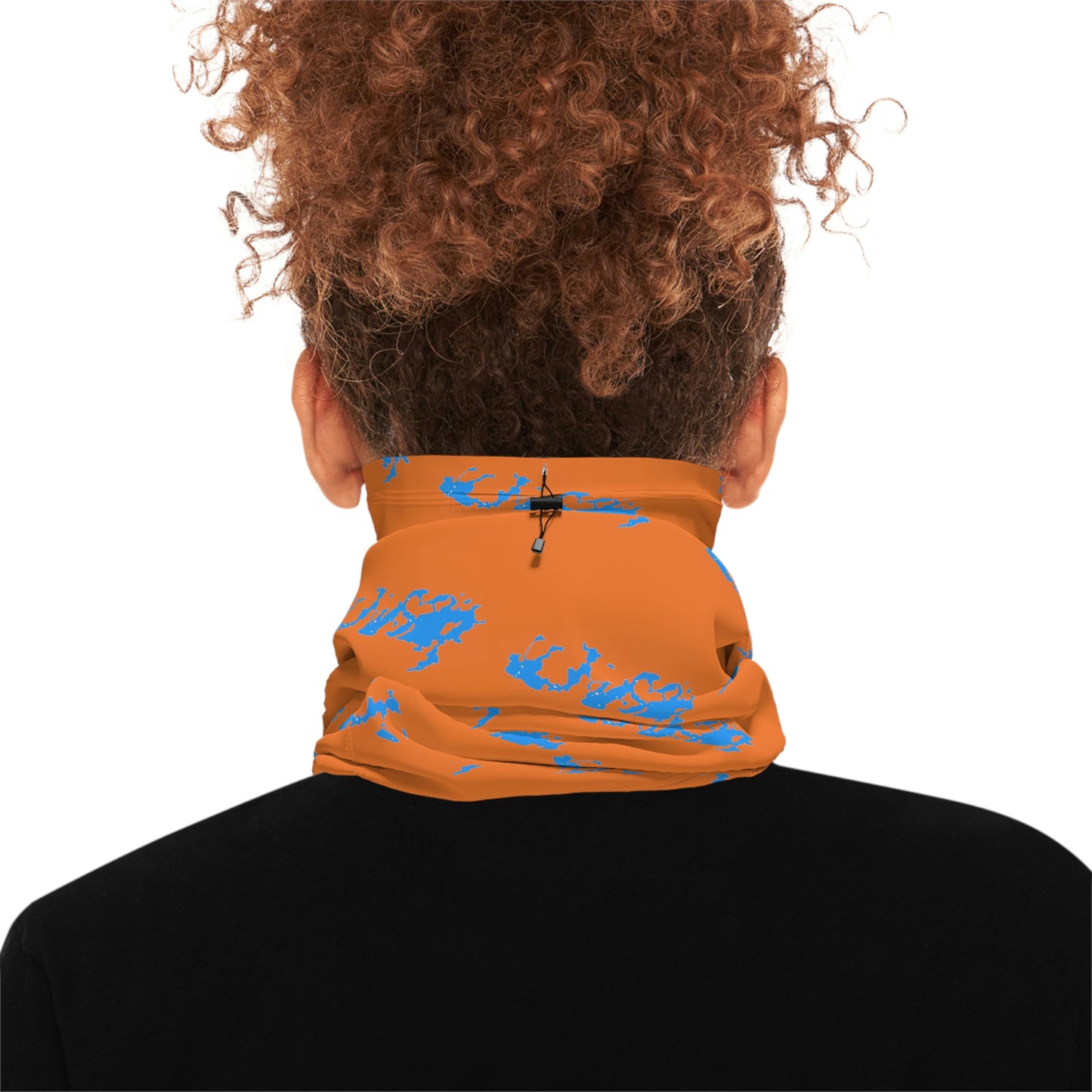 Cool Weather  - Lake Vermilion - MN - Pattern - Fishing / Snowmobiling Winter Neck Gaiter With Drawstring - Orange