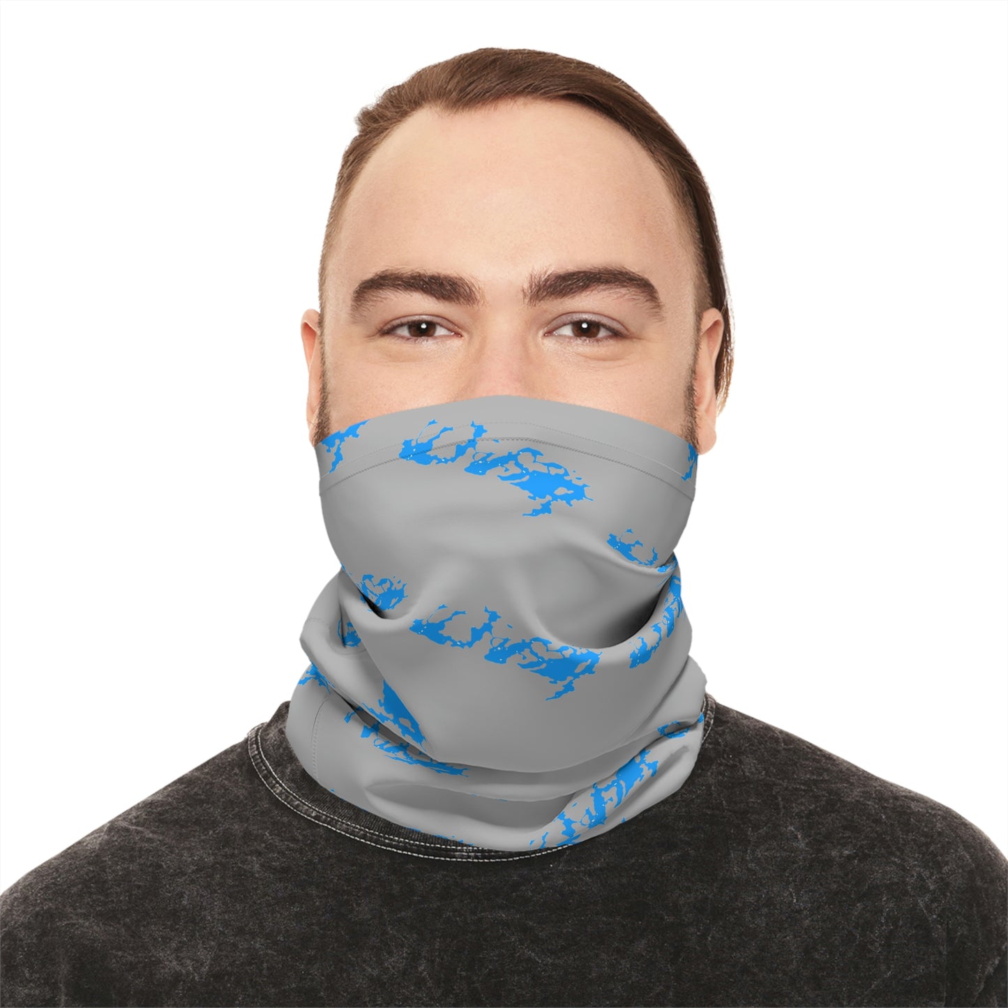 Summer Weather  - Lake Vermilion - MN - Pattern - Fishing / Boating Lightweight Neck Gaiter - Grey