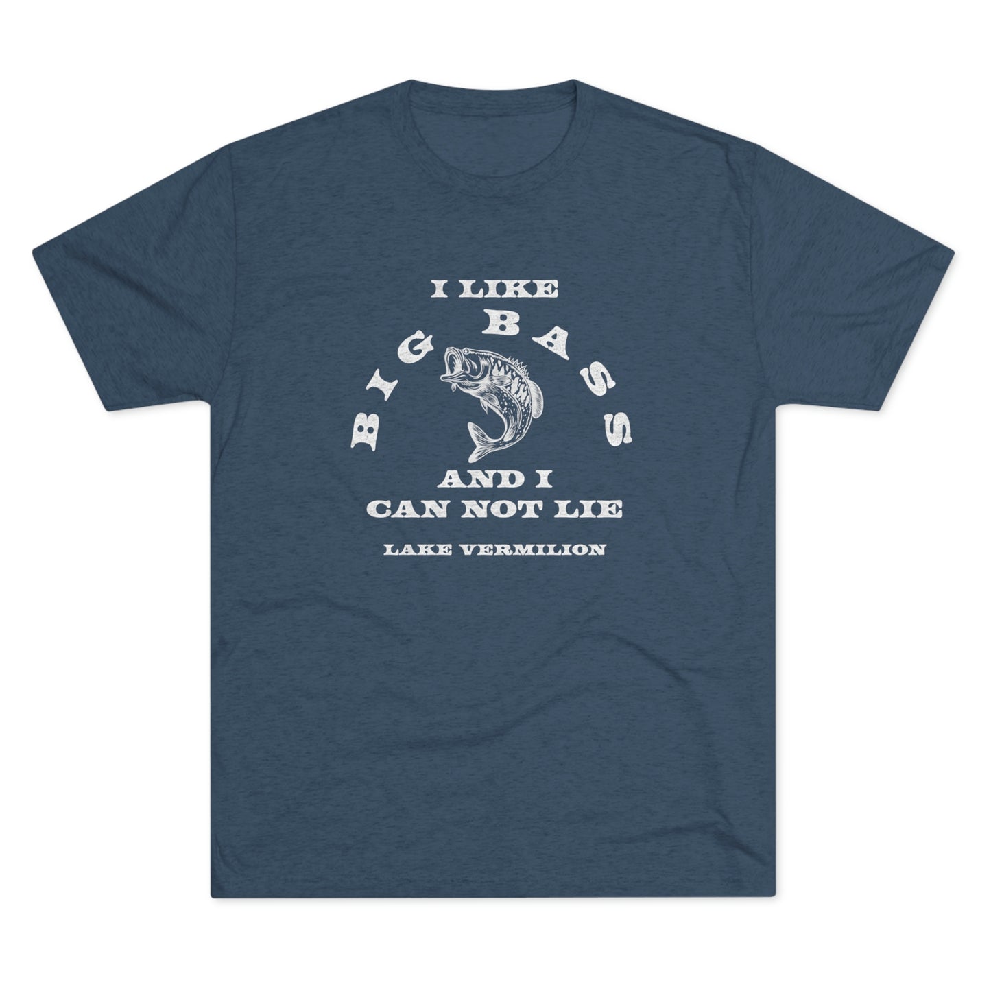 Big Bass - Lake Vermilion - White Graphic - Unisex Tri-Blend Crew Tee