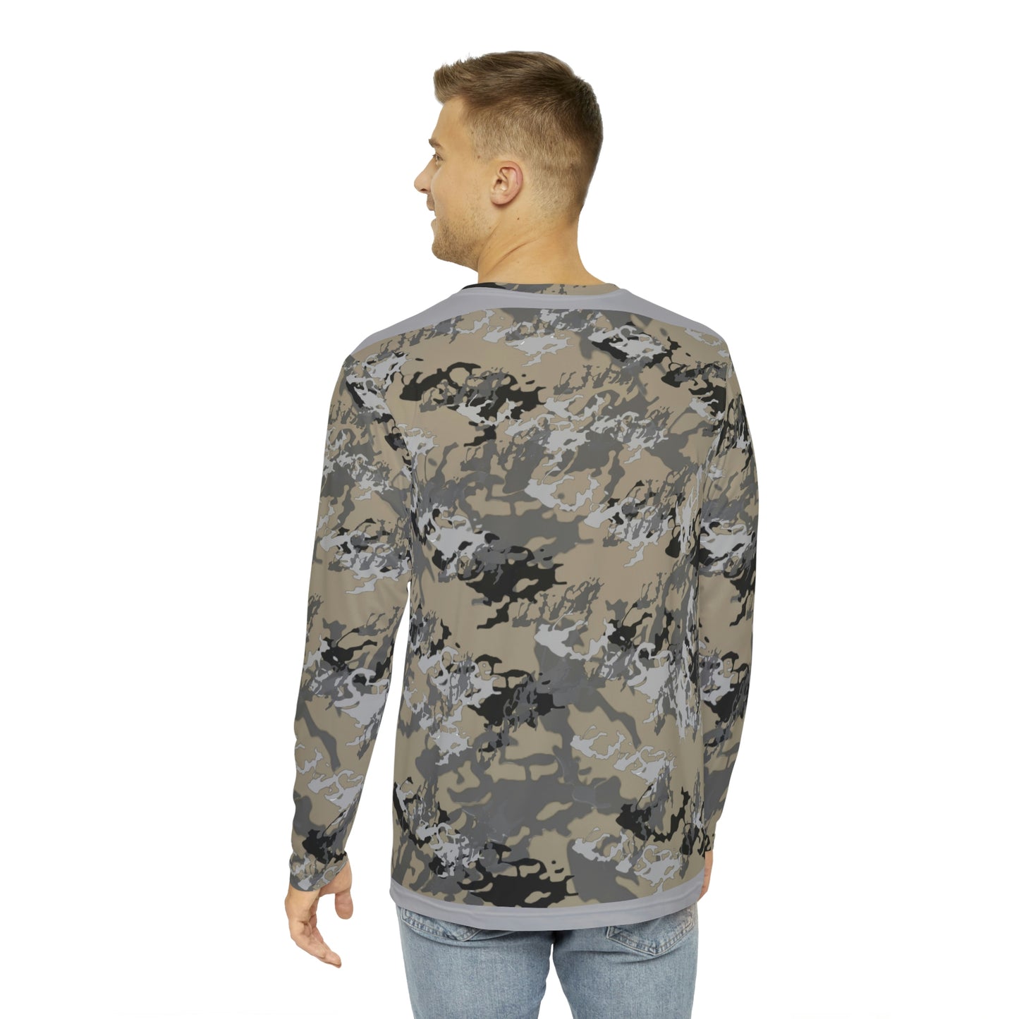 Lake Vermilion - MN - CUSTOM Vermilook® Camo - Medium Darkness - Grey Accents - Men's Long Sleeve AOP Shirt