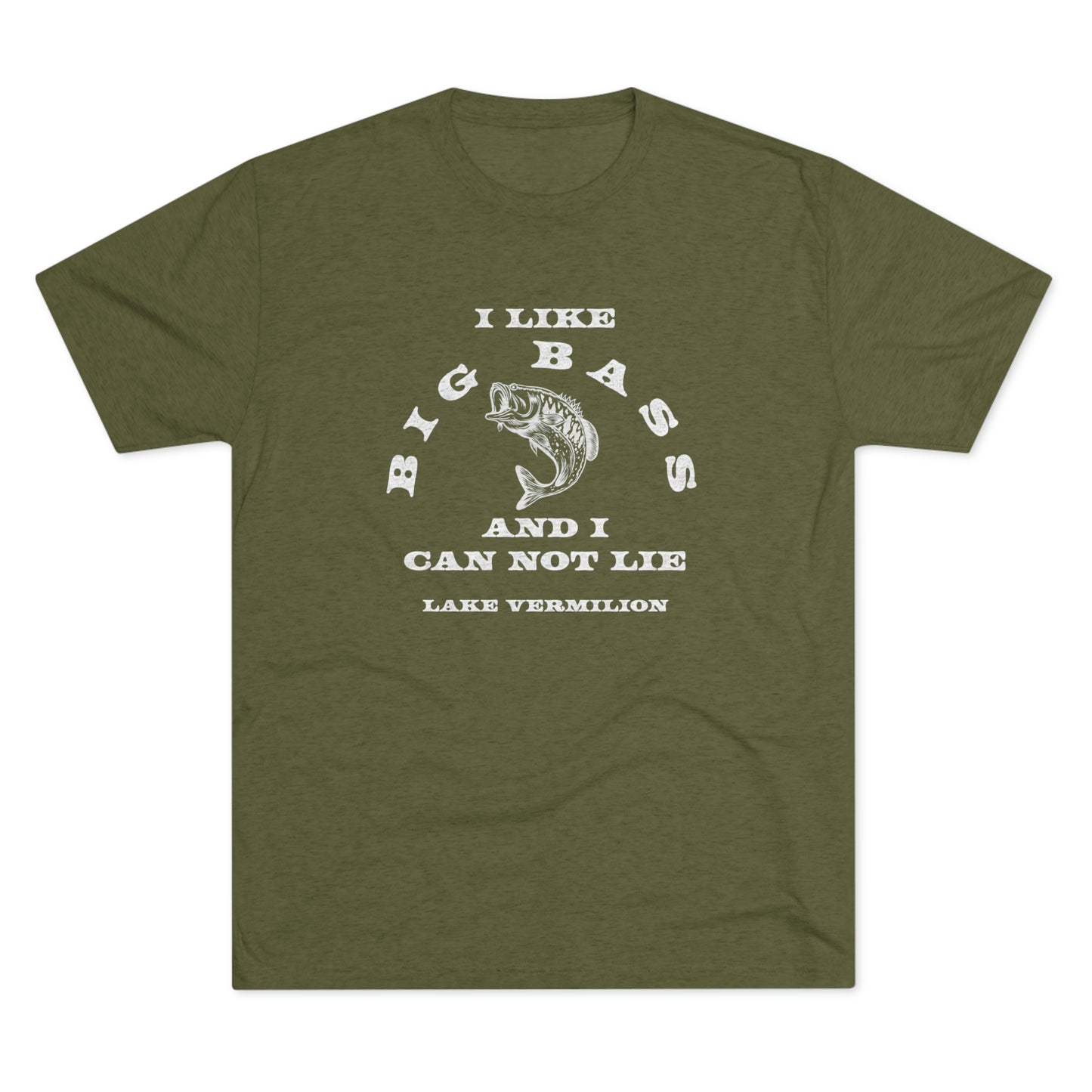 Big Bass - Lake Vermilion - White Graphic - Unisex Tri-Blend Crew Tee