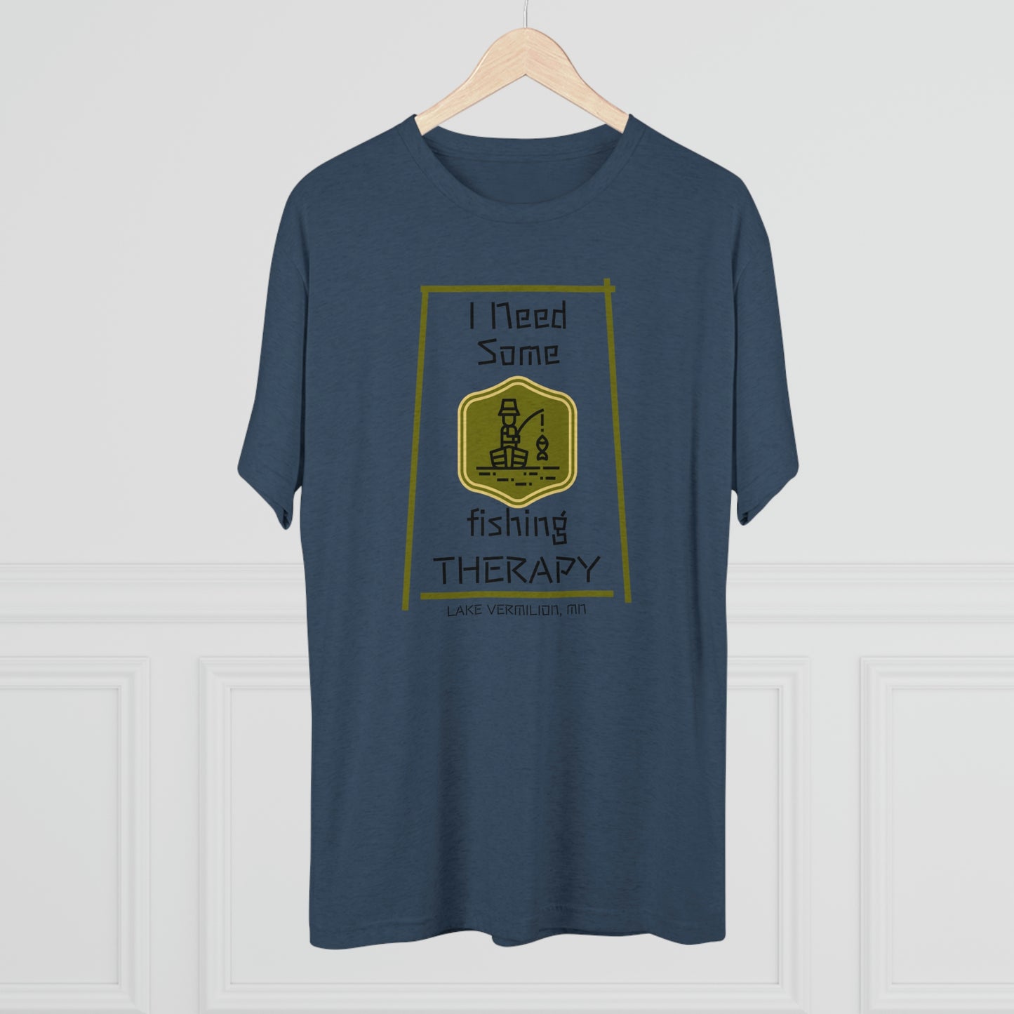 Fishing Therapy - Green Accents - Lake Vermilion - Unisex Tri-Blend Crew Tee