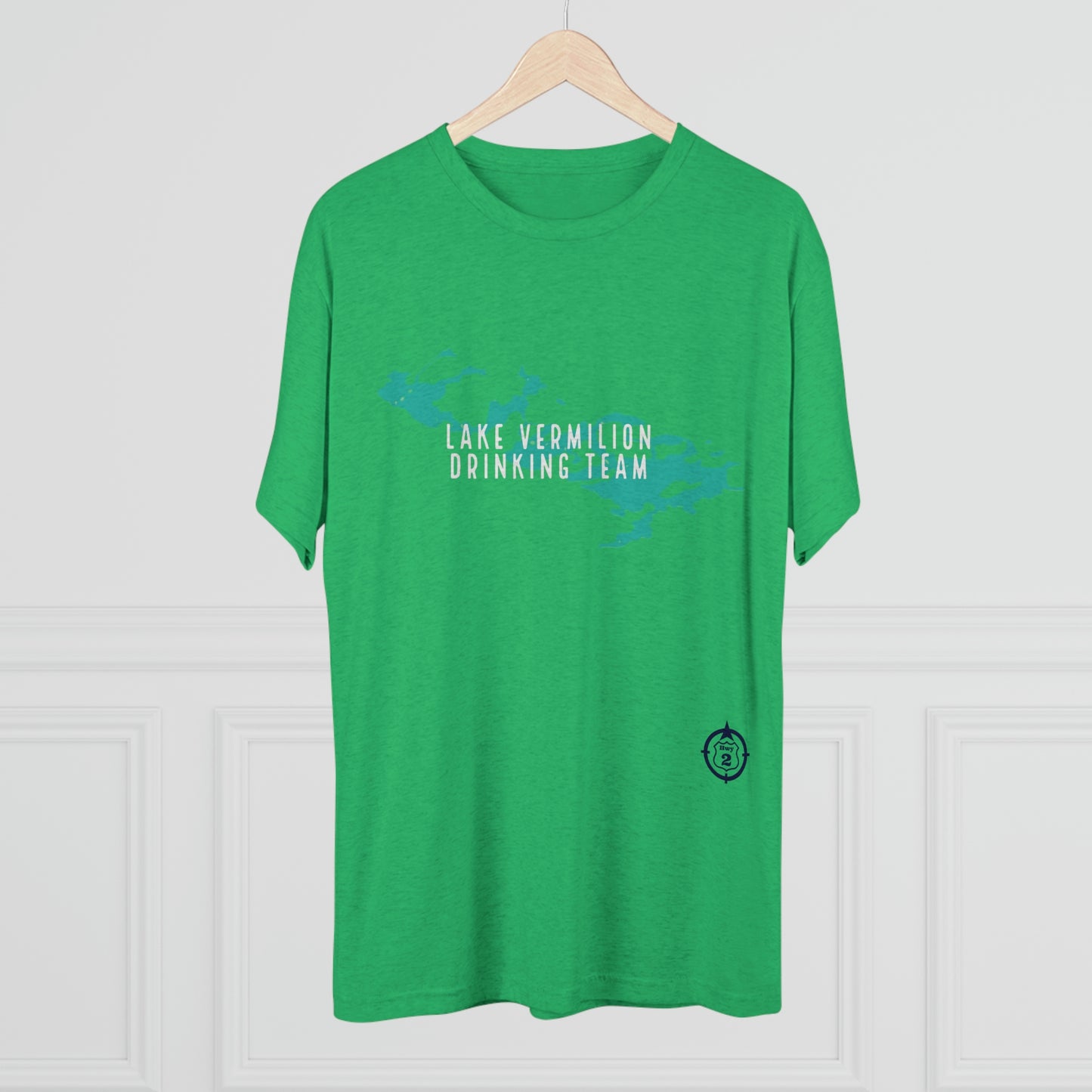 Lake Vermilion - Drinking Team - Lake Image - White Graphic - Unisex Tri-Blend Crew Tee