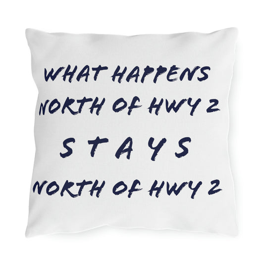 North of Hwy 2 - White - Outdoor Pillow