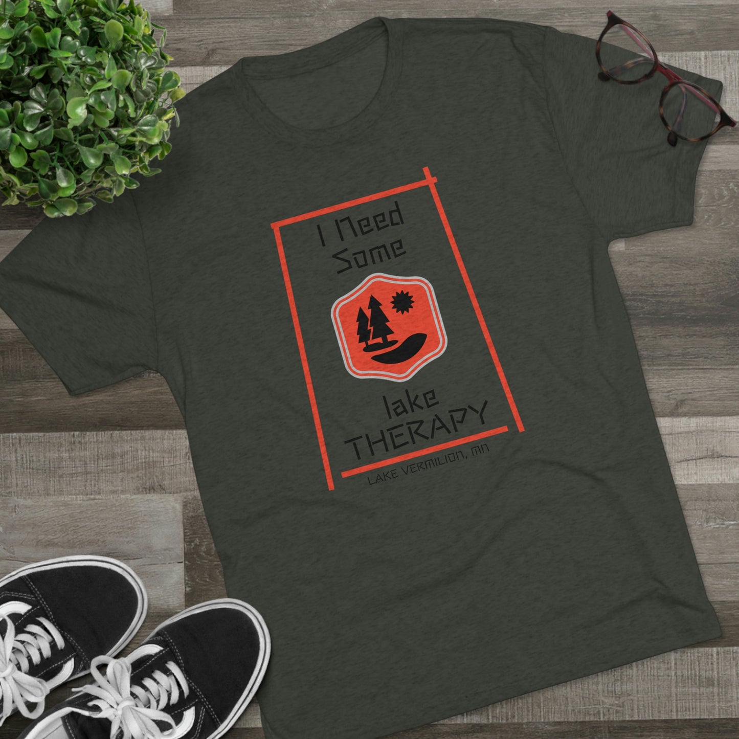 Lake Therapy - Red Accents - Lake Vermilion - Unisex Tri-Blend Crew Tee