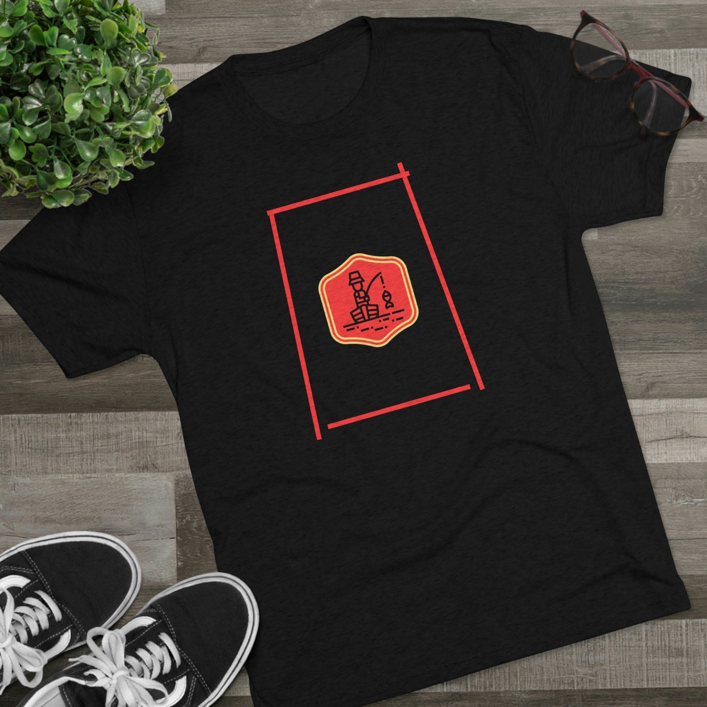 Fishing Therapy - Red Accents - Lake Vermilion - Unisex Tri-Blend Crew Tee