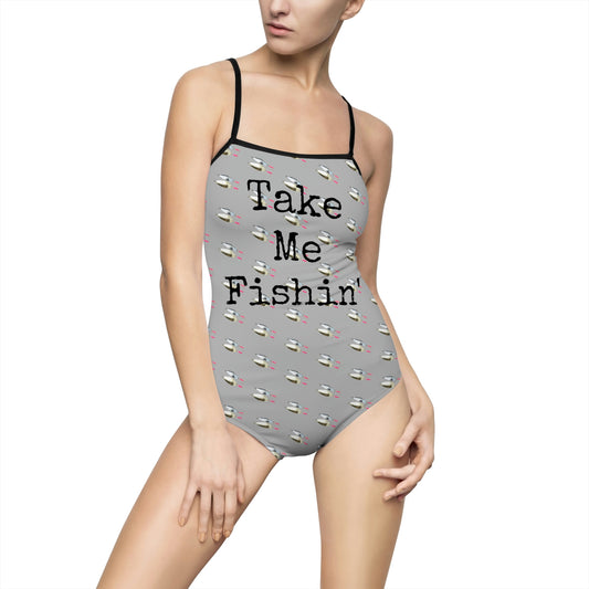 Take Me Fishin' - Fishing Lure - Light Grey - Women's One-piece Swimsuit