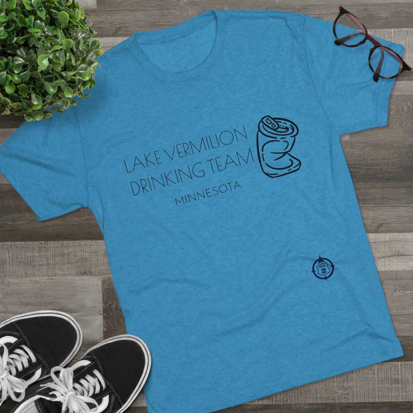 Lake Vermilion - Drinking Team - Crushed Can - Dark Graphic - Unisex Tri-Blend Crew Tee