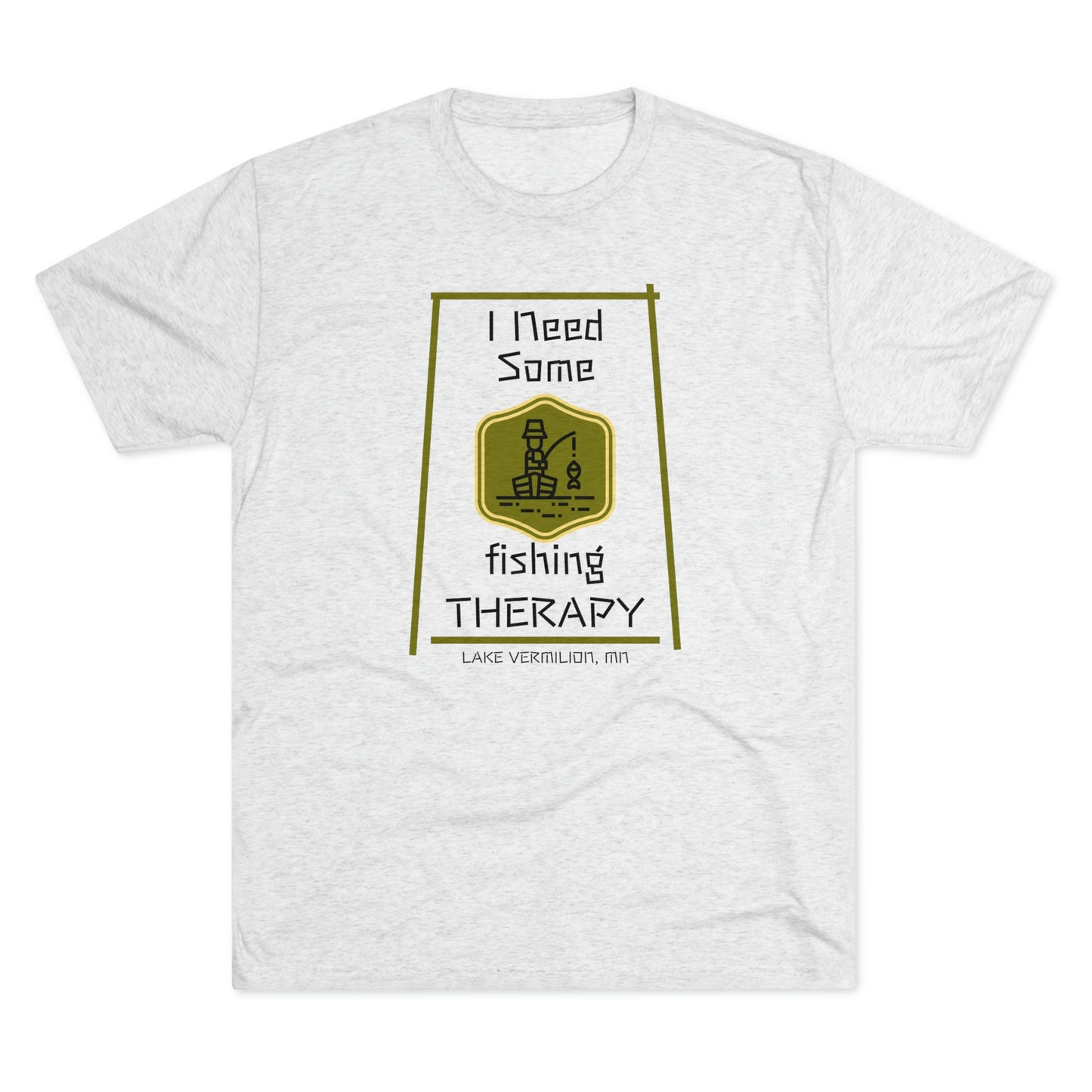 Fishing Therapy - Green Accents - Lake Vermilion - Unisex Tri-Blend Crew Tee