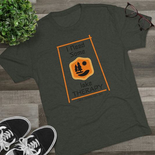 Lake Therapy - Orange Accents - Lake Vermilion - Unisex Tri-Blend Crew Tee
