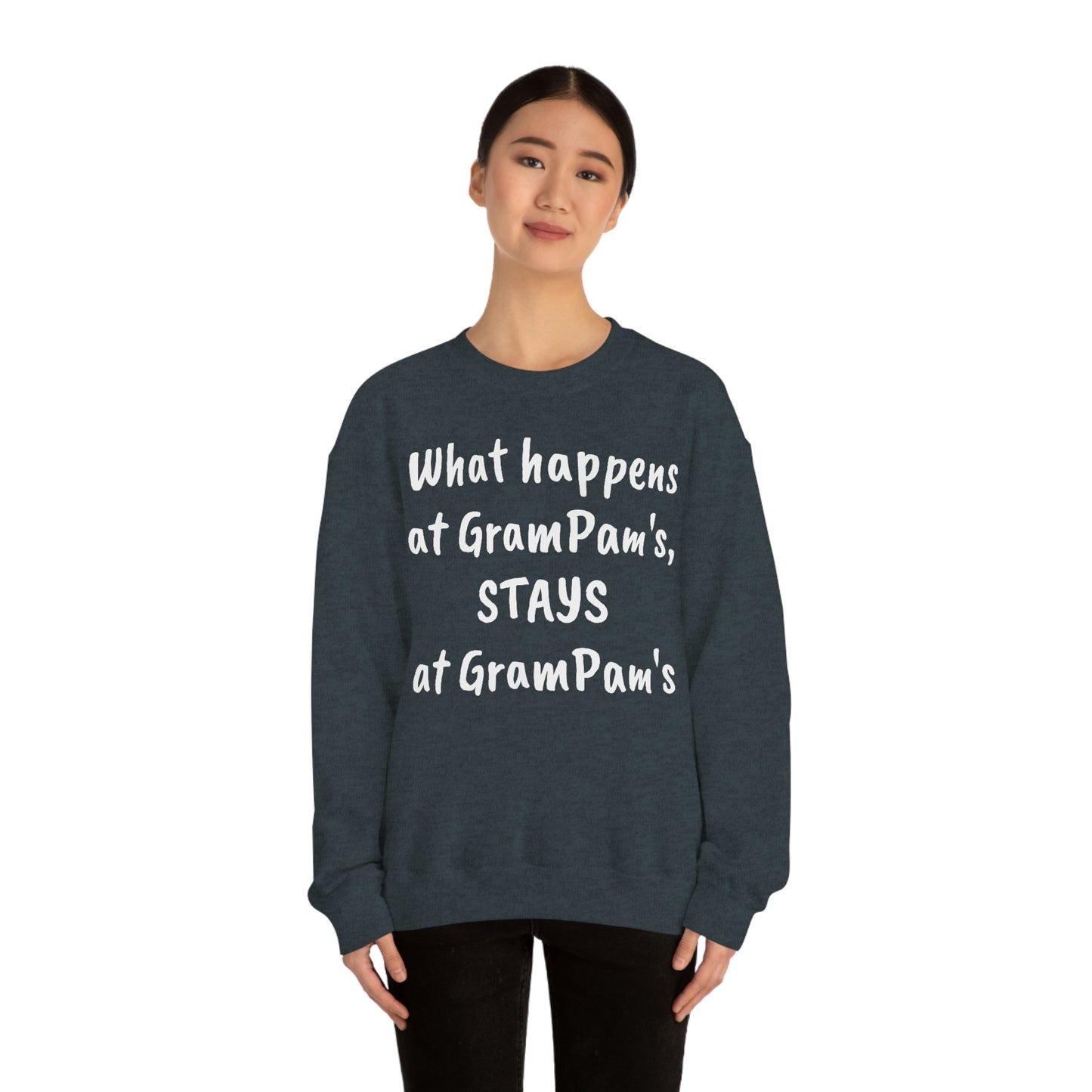 What happens at GramPam's, STAYS at GramPam's - Unisex Heavy Blend™ Crewneck Sweatshirt