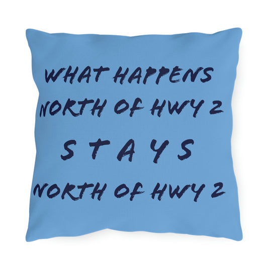North of Hwy 2 - Blue - Outdoor Pillow