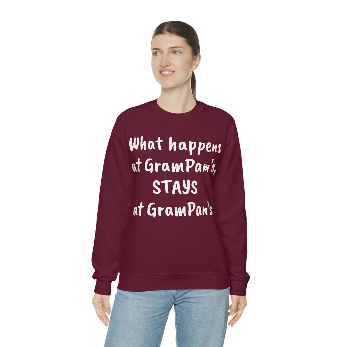 What happens at GramPam's, STAYS at GramPam's - Unisex Heavy Blend™ Crewneck Sweatshirt