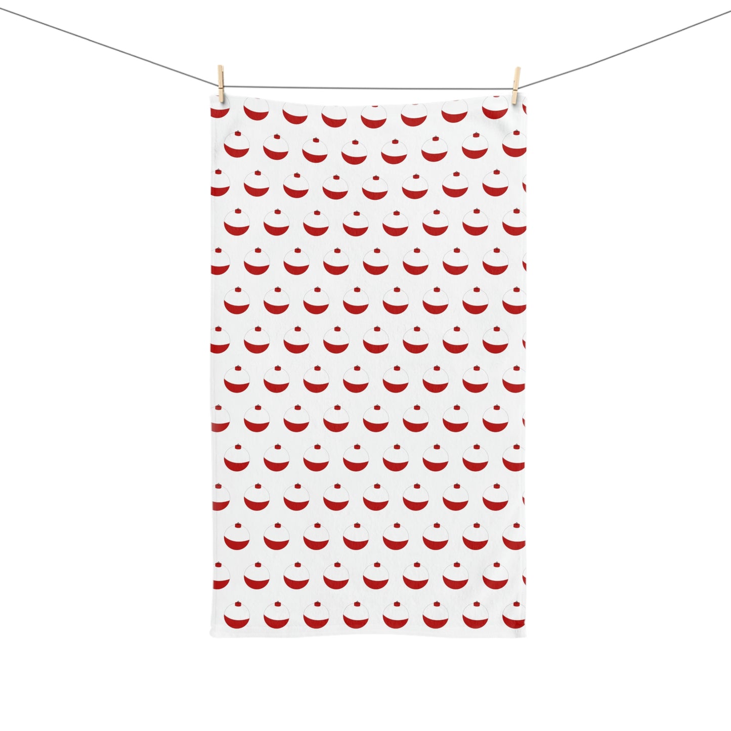 Traditional Red & White Bobber - Patttern - Hand Towel