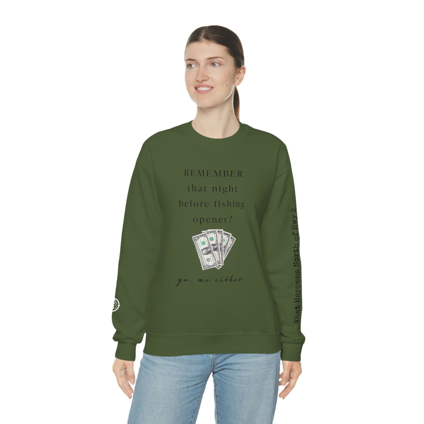 Remember That Night - Fishing Opener $$ -  North of Hwy 2 - Unisex Heavy Blend™ Crewneck Sweatshirt - FishingTheme