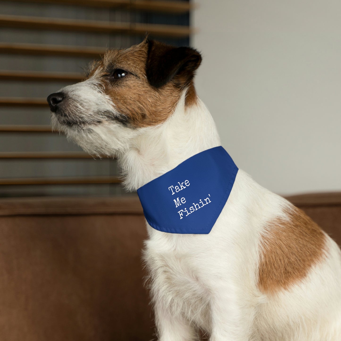 Take Me Fishin' - Fishing / Cabin / Lake Theme - Pet Bandana Collar - Dark Blue