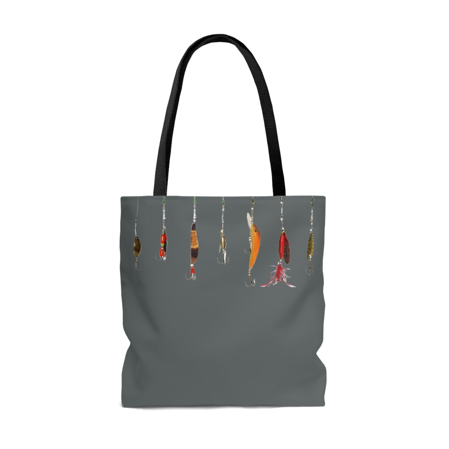 Fishing Theme  Boat / Beach Bag - Lures - Dark Grey AOP Tote Bag