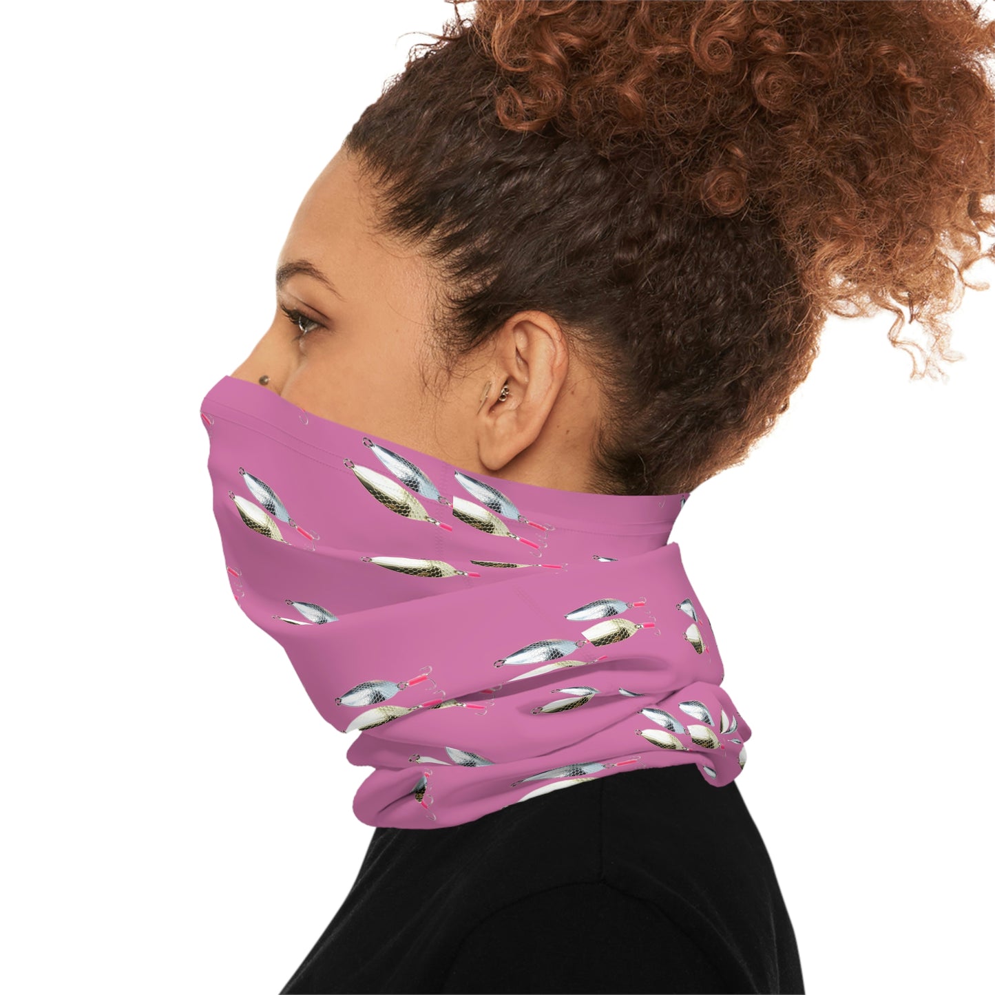 Summer Weather  - Fishing Lure - Spoons- Pattern - Fishing / Boating Lightweight Neck Gaiter - Pink