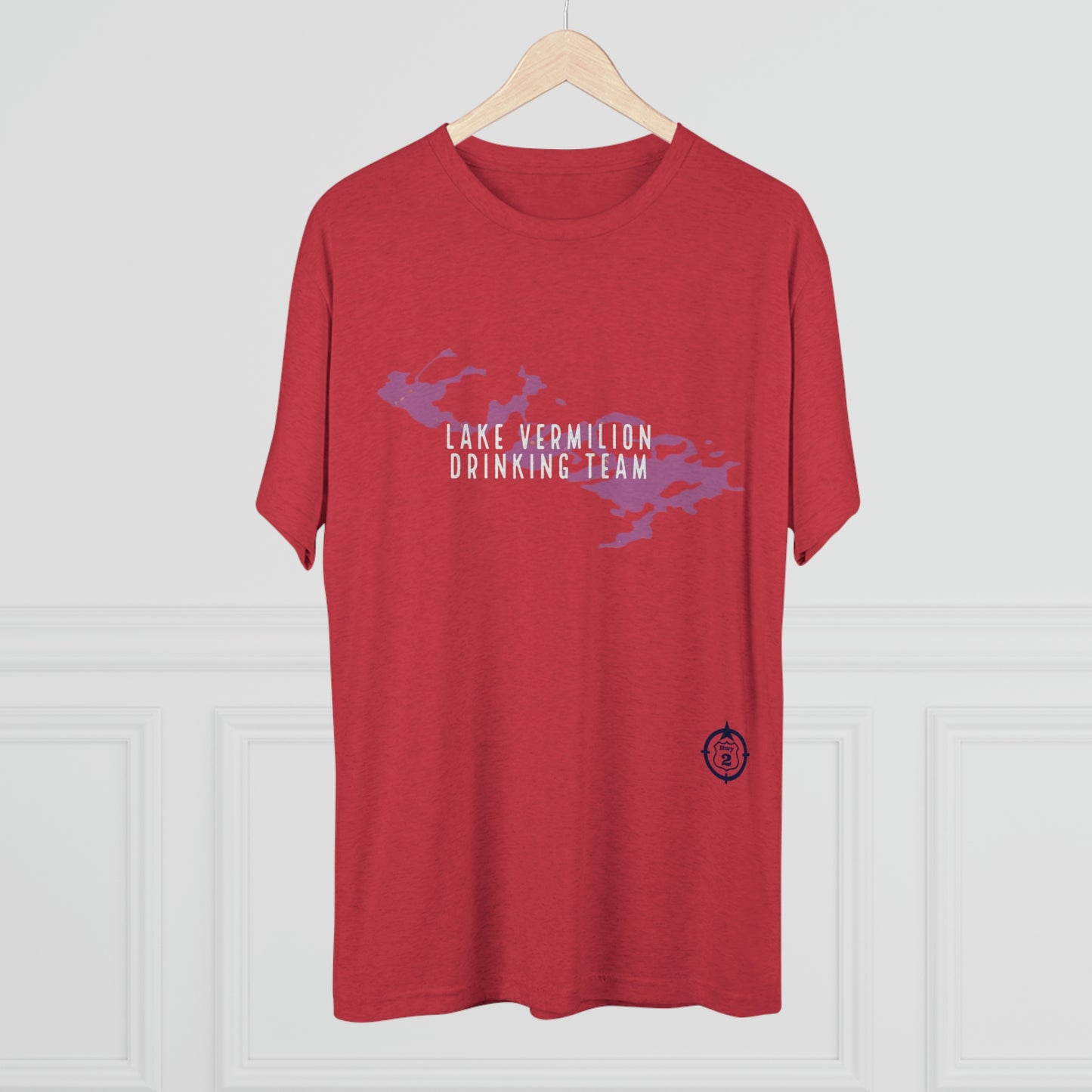 Lake Vermilion - Drinking Team - Lake Image - White Graphic - Unisex Tri-Blend Crew Tee