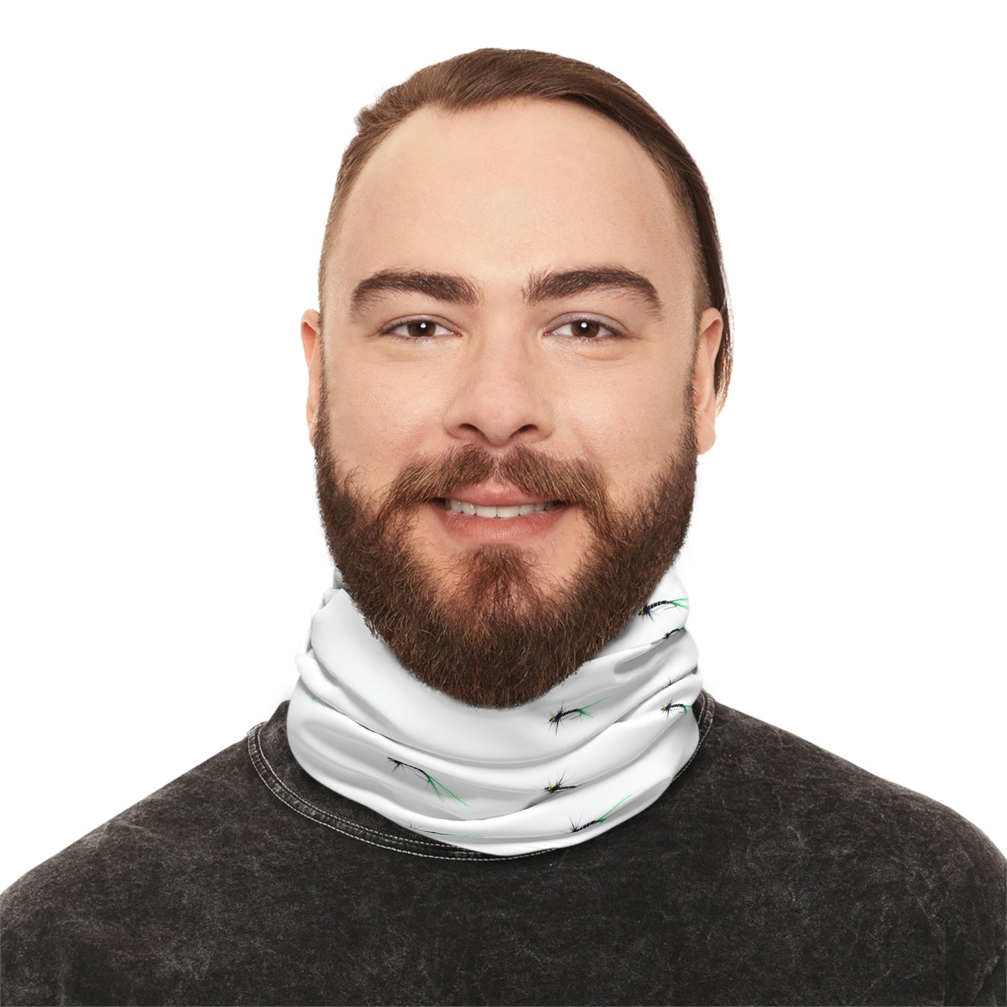 Summer Weather  - Fishing Lure - Fly - Pattern - Fishing / Boating Lightweight Neck Gaiter - White
