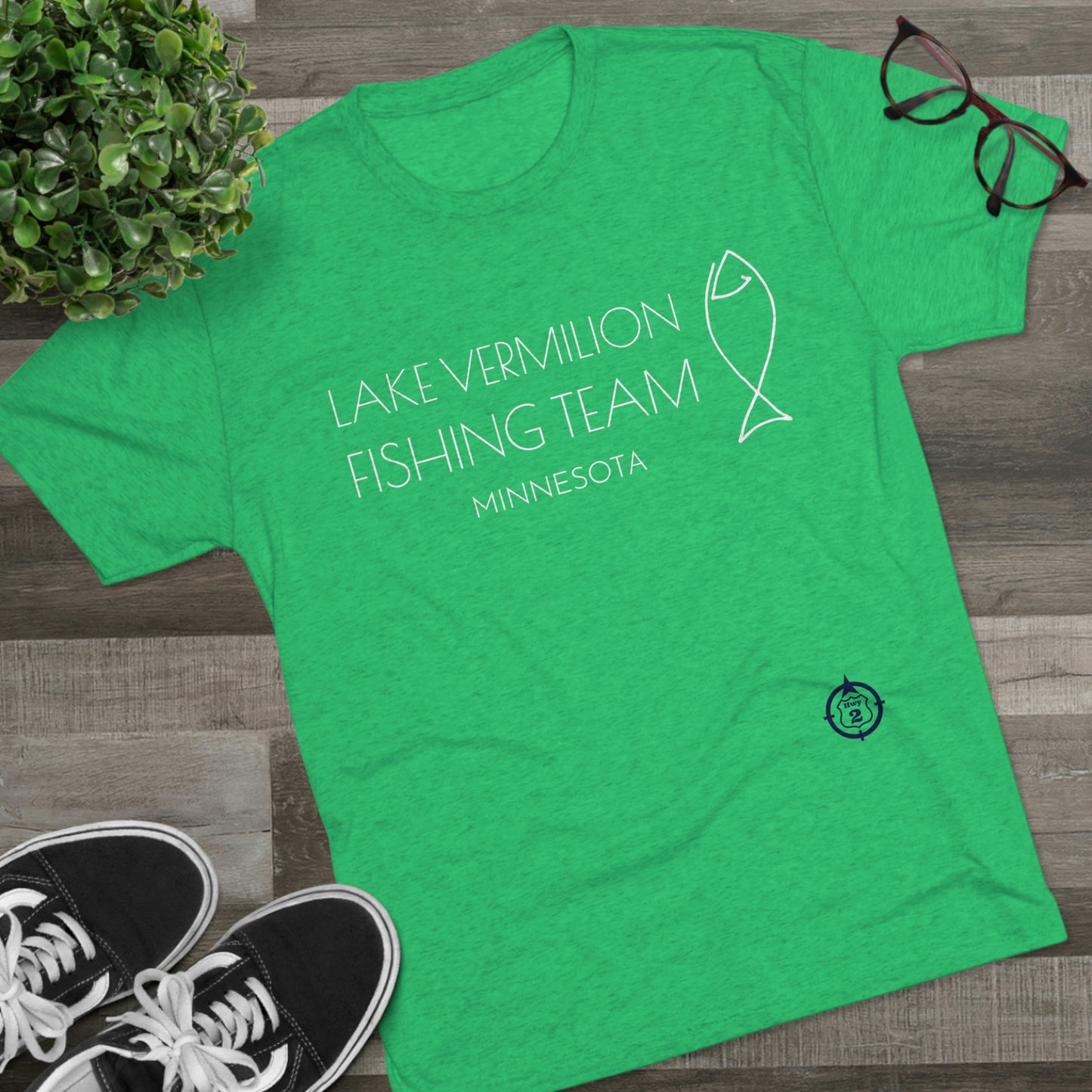 Lake Vermilion - Fishing Team - White Graphic - Unisex Tri-Blend Crew Tee