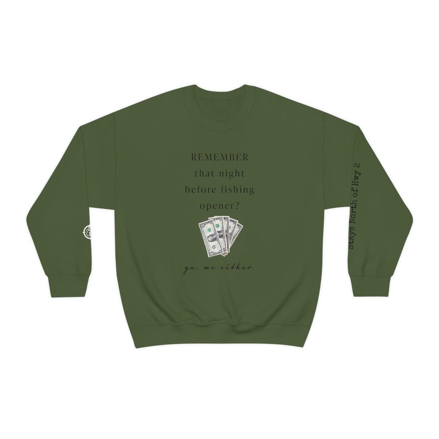 Remember That Night - Fishing Opener $$ -  North of Hwy 2 - Unisex Heavy Blend™ Crewneck Sweatshirt - FishingTheme