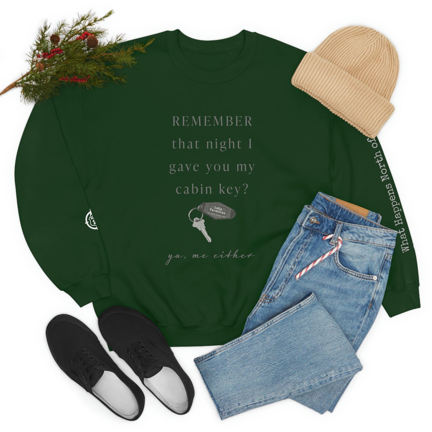 Remember That Night - Cabin Key - Lake Vermilion - North of Hwy 2 - Unisex Heavy Blend™ Crewneck Sweatshirt