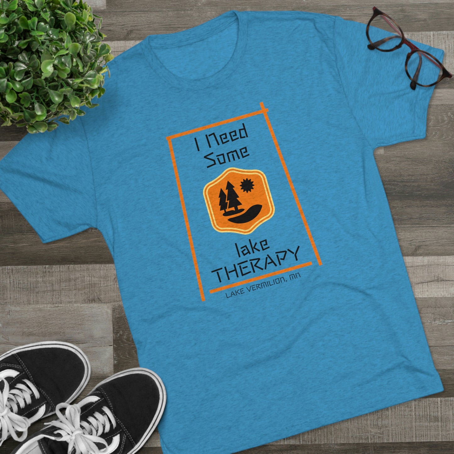 Lake Therapy - Orange Accents - Lake Vermilion - Unisex Tri-Blend Crew Tee