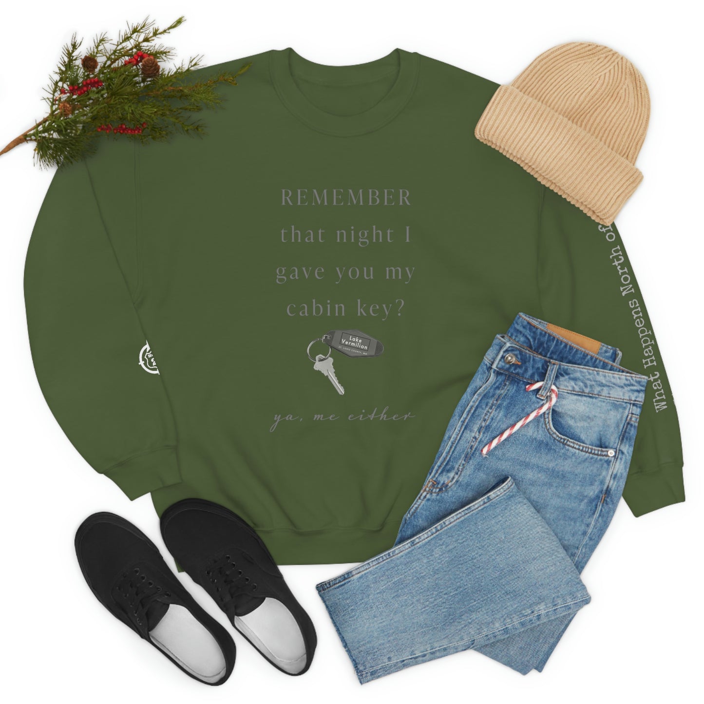 Remember That Night - Cabin Key - Lake Vermilion - North of Hwy 2 - Unisex Heavy Blend™ Crewneck Sweatshirt