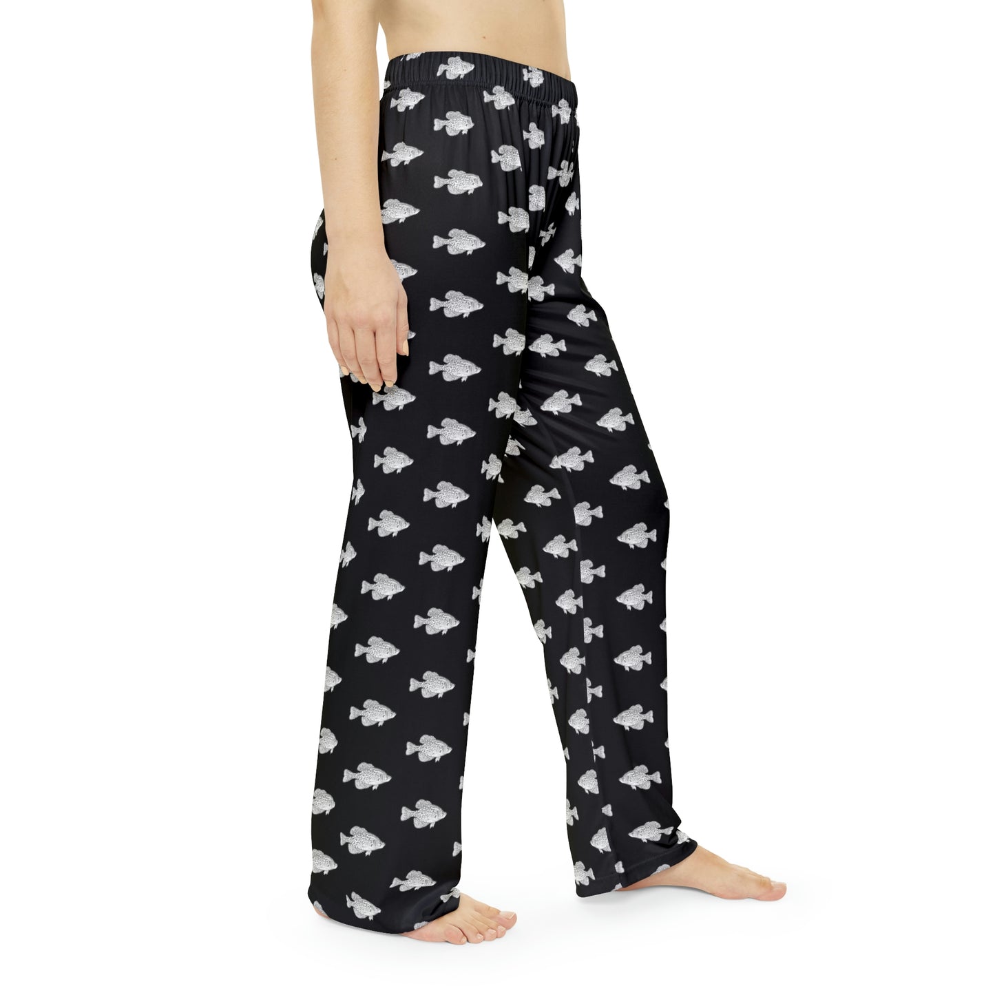 Crappie - Fishing Theme -  Bait - Women's Pajama Pants - Black