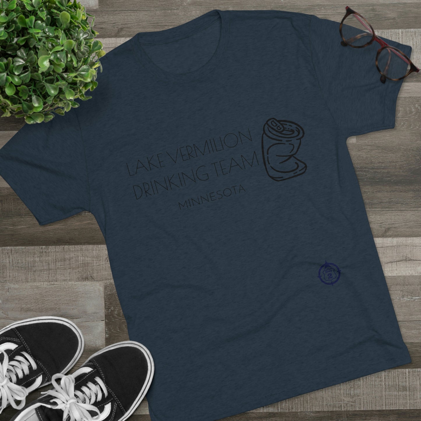 Lake Vermilion - Drinking Team - Crushed Can - Dark Graphic - Unisex Tri-Blend Crew Tee