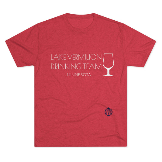 Lake Vermilion - Drinking Team - White Graphic - Unisex Tri-Blend Crew Tee