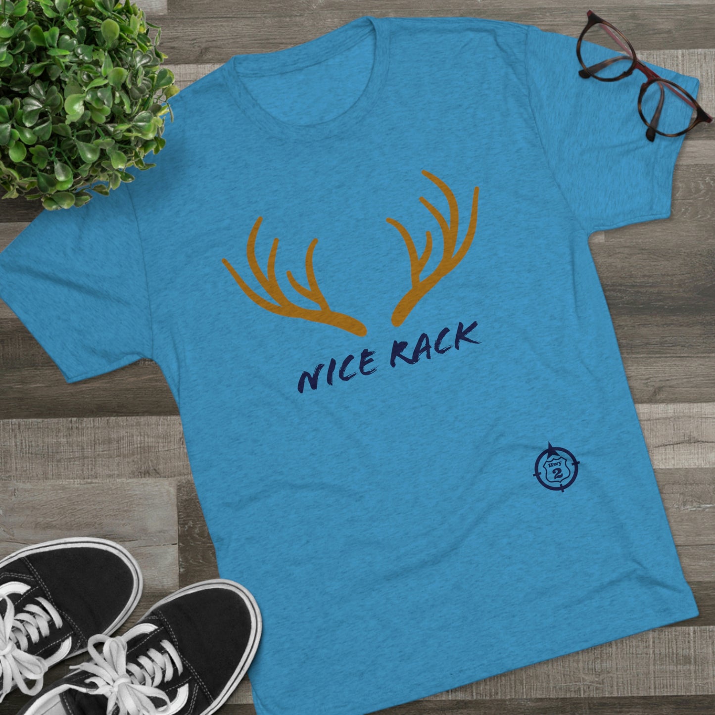 Nice Rack - Antlers - North of Hwy 2 - Unisex Tri-Blend Crew Tee
