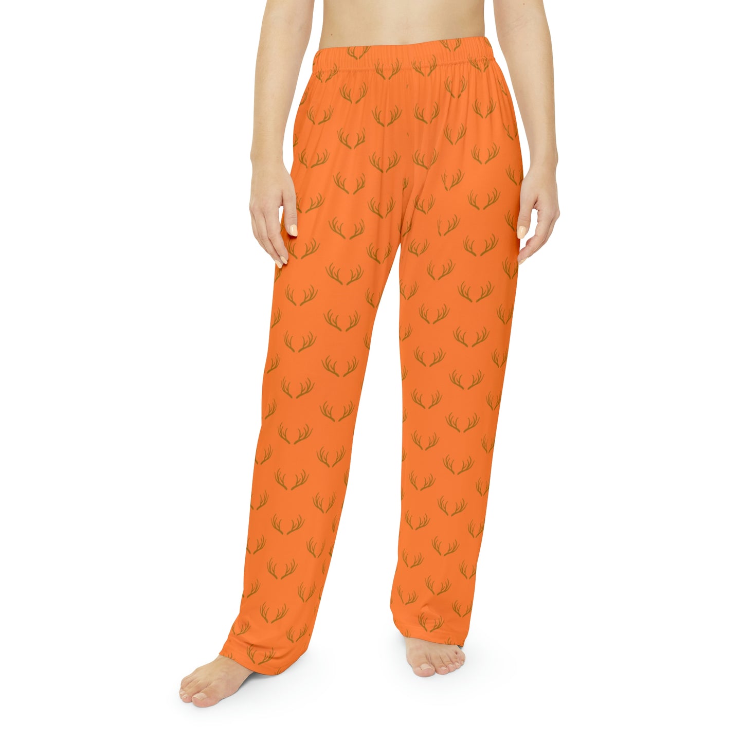 Antlers - Hunting Theme -  Bait - Women's Pajama Pants - Orange