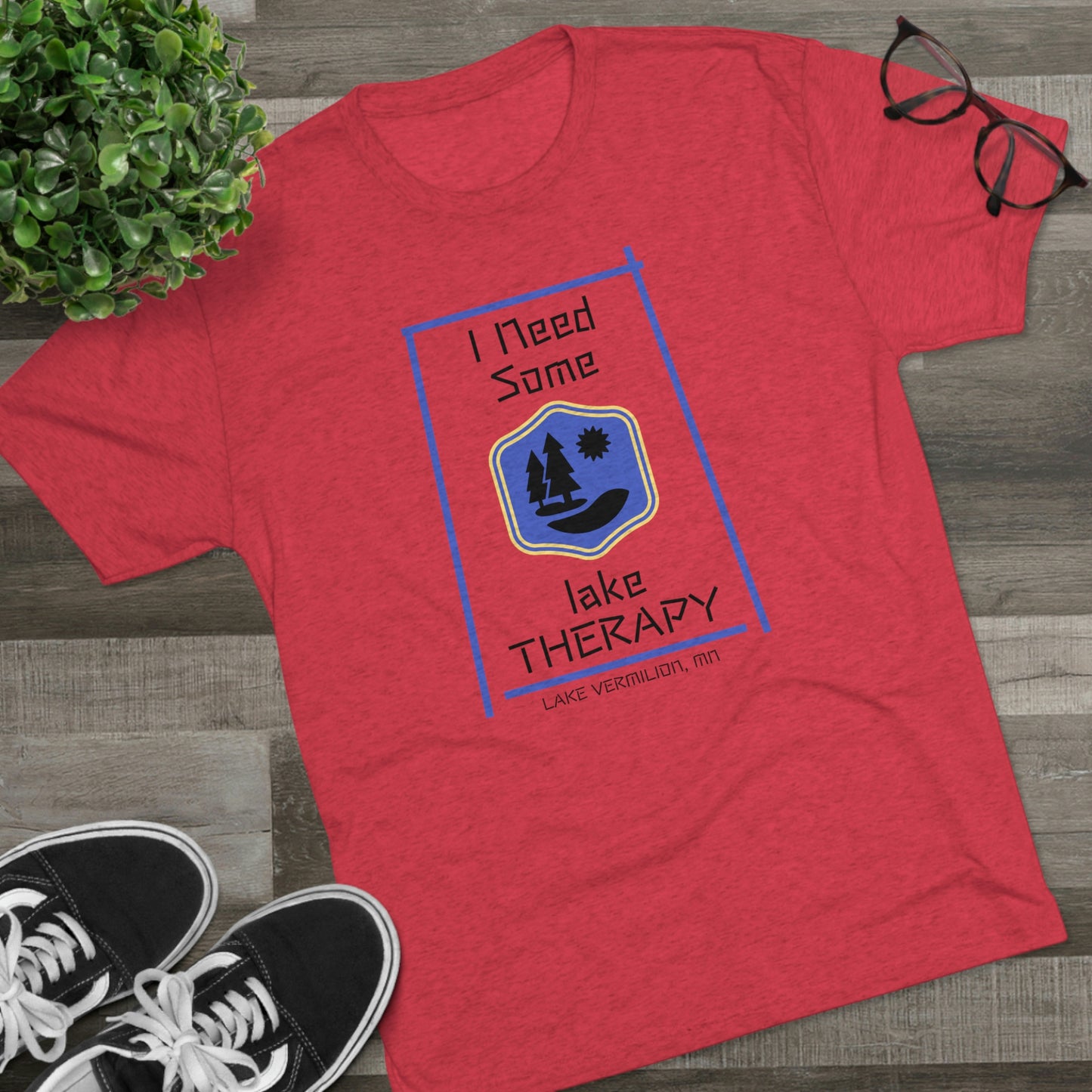 Lake Therapy - Blue Accents - Lake Vermilion - Unisex Tri-Blend Crew Tee