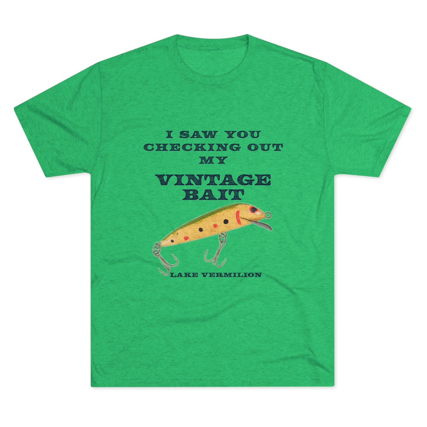 Checking Out My Vintage Bait - Lake Vermilion Fishing - Unisex Tri-Blend Crew Tee