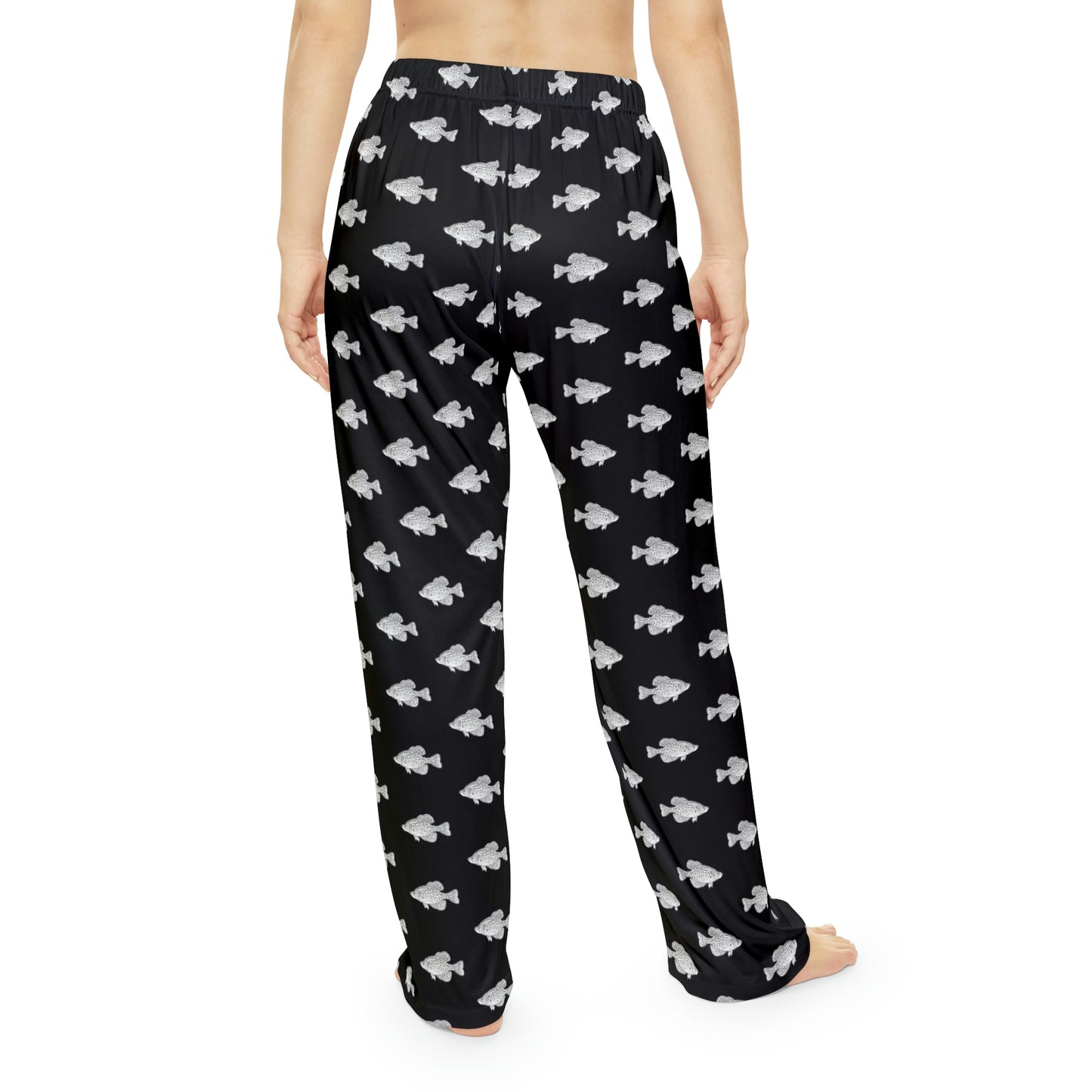 Crappie - Fishing Theme -  Bait - Women's Pajama Pants - Black