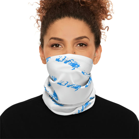 Cool Weather  - Lake Vermilion - MN - Pattern - Fishing / Snowmobiling Winter Neck Gaiter With Drawstring - White