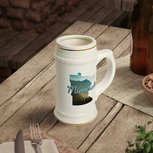 Minnesota - Blue Gradient Forest - Beer Stein Mug