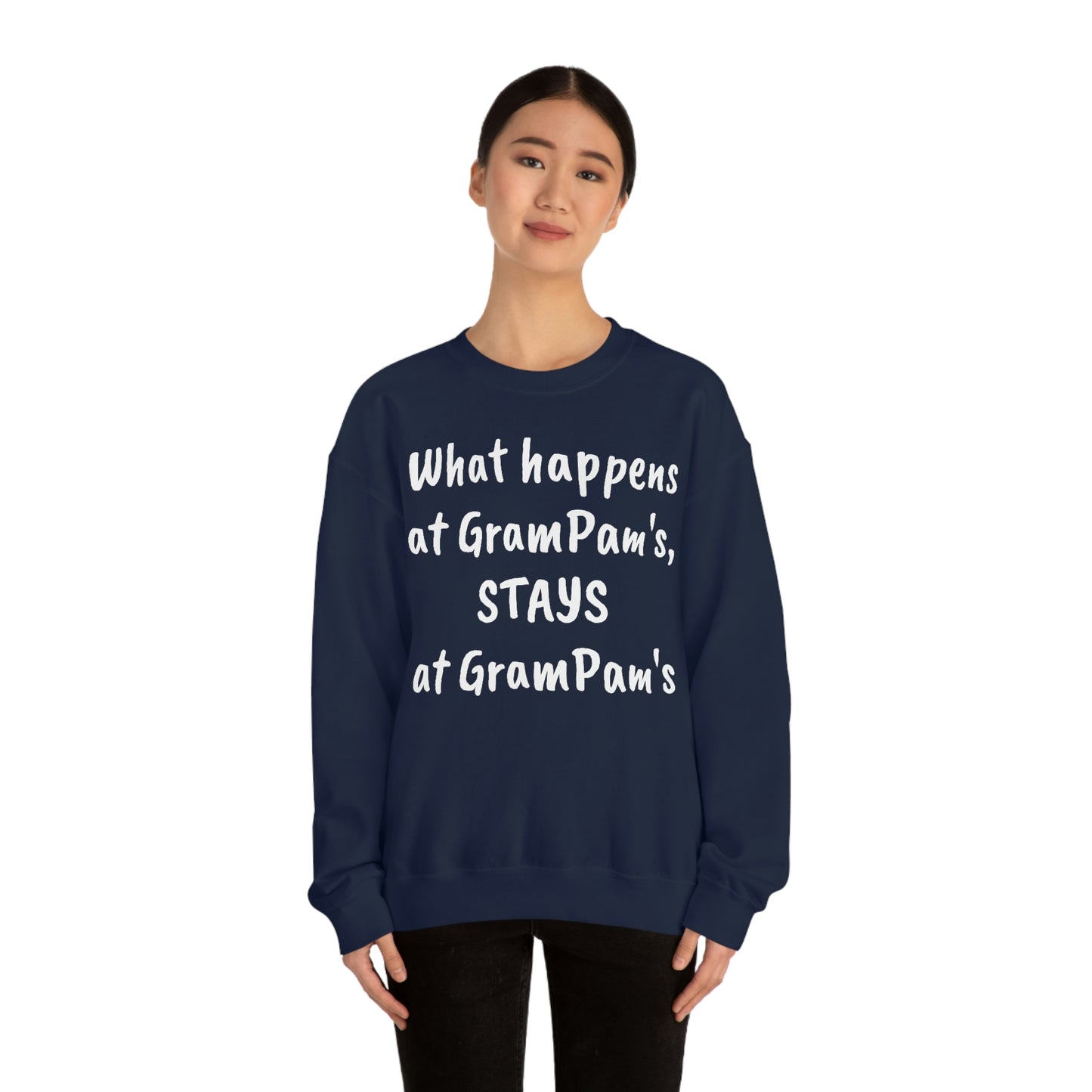 What happens at GramPam's, STAYS at GramPam's - Unisex Heavy Blend™ Crewneck Sweatshirt