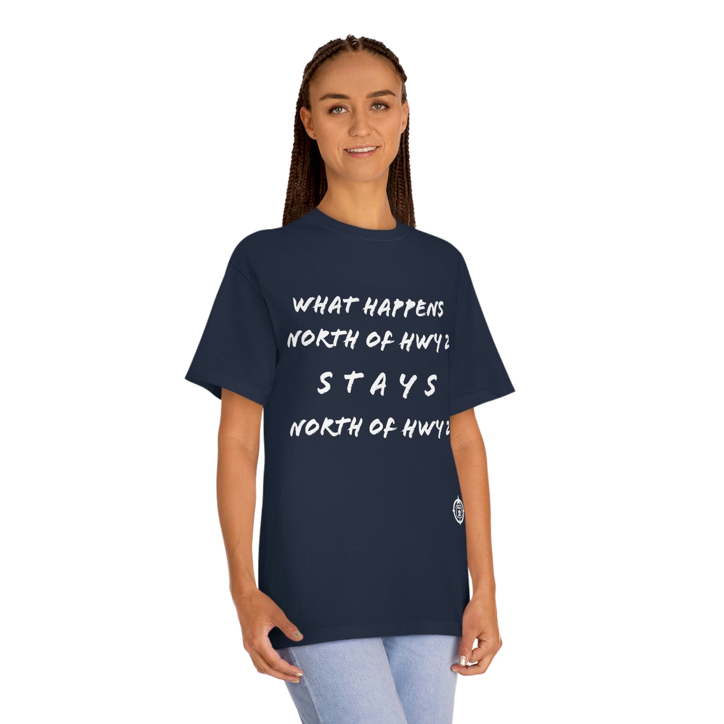 North of Hwy 2 - With Personalized Back - Unisex Classic Tee - Medium Weight Fabric